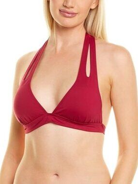 La Blanca Island Goddess Banded Cut Out Bikini Swim Top Wine ( 12 )